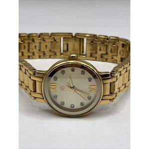 George Uptown Women's Quartz Watch Gold 6.5"‎ Band- New Battery